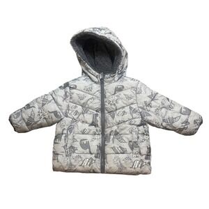 Swiss‎ Tech Kids Dinosaur Puffer Jacket Hooded Sherpa Lined Grey 12 Months
